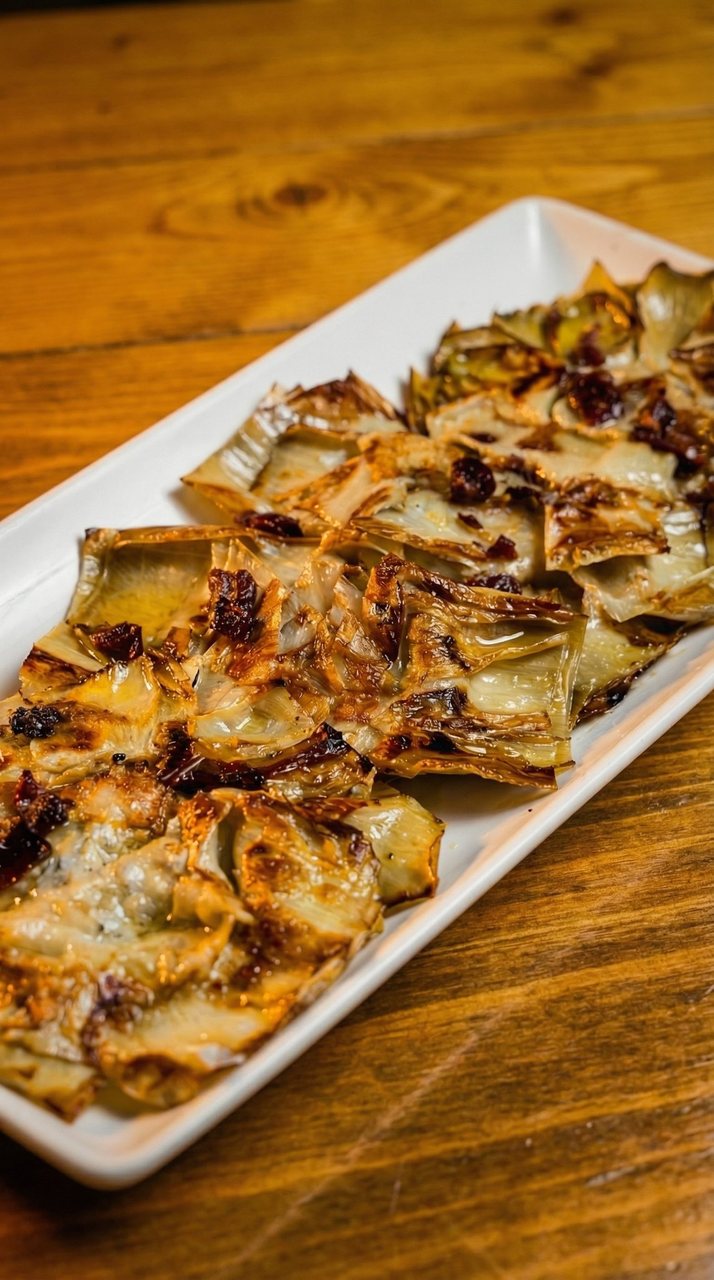 Alcachofas a la plancha con jamón