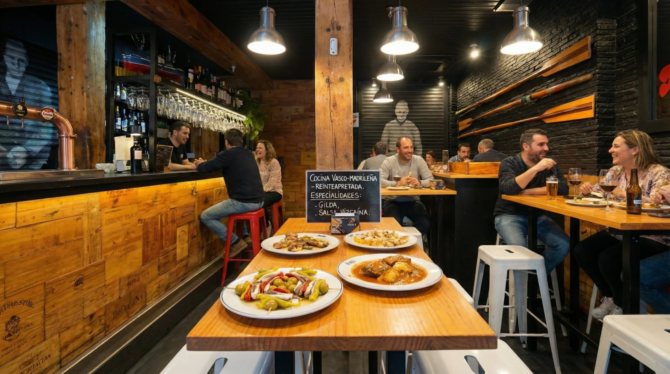 Interior del restaurante Txakolina con comensales